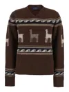 Seafarer Brown Sweater With V Neck And Front Motif In Wool Woman In Brown