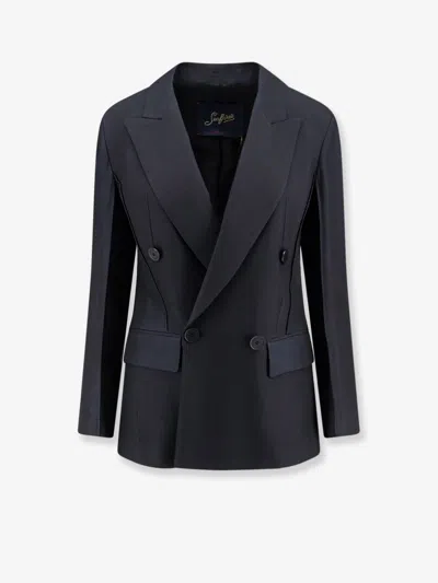 Seafarer Carmen Virgin Wool And Silk Blazer In Black