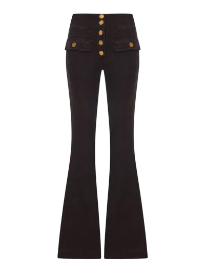Seafarer Corduroy Flared Trousers With Gold Buttons In Brown