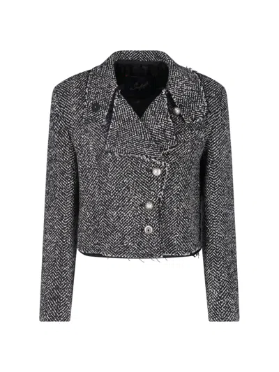 Seafarer Cropped Tweed Jacket In Gray