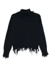 Seafarer Distressed Funnel-neck Sweater In Blue
