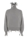 Seafarer Distressed Highneck Sweater In Gray