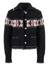 Seafarer Black Sweater With Spread Collar And Fair Isle Motif In Wool Blend Woman In Black