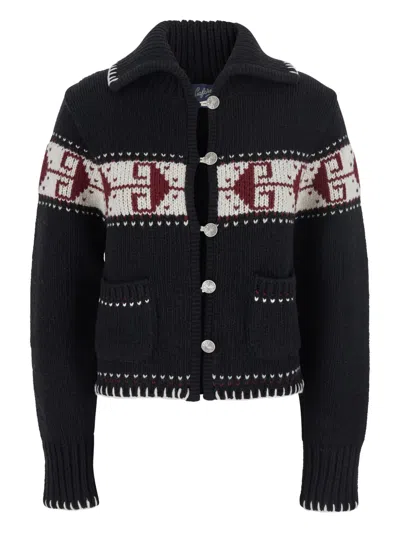Seafarer Fairisle Button-down Cardigan In Black