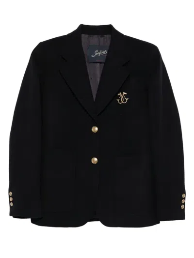 Seafarer Gold-button Patch-pocket Blazer In Black