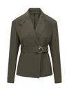 Seafarer Green Solid Notched Lapel Blazer In Green