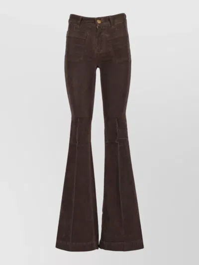 Seafarer High Waist Corduroy Flared Five Pocket Denim In Animal Print