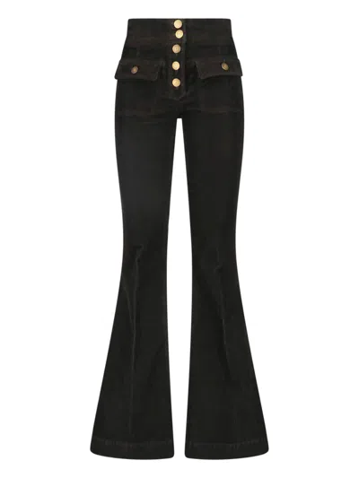 Seafarer High-waist Flared Corduroy Pants With Button Front In Brown