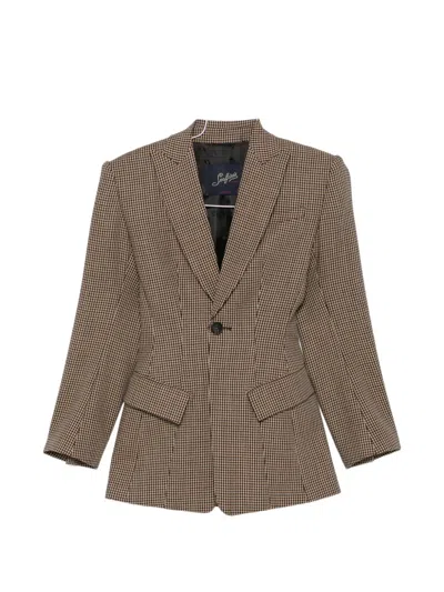 Seafarer Houndstooth-pattern Single-breasted Blazer In Braun