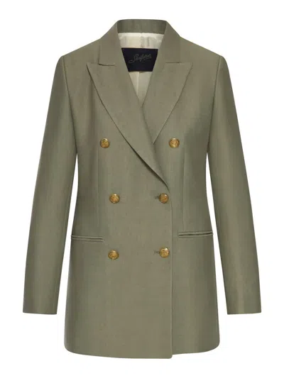 Seafarer Gold-button Double-breasted Blazer In Green