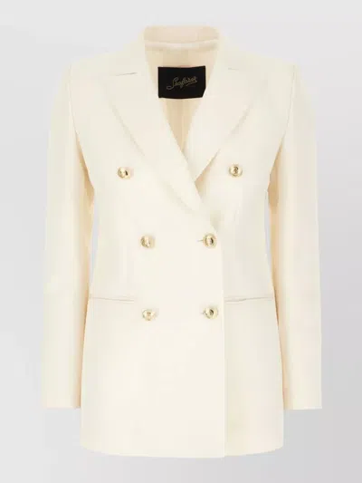 Seafarer Jacket Gold Buttons Long Sleeves Notched Lapels In Neutral