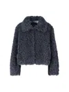 Seafarer Structured Grey Jacket With High Collar And Zipper Closure In Blue