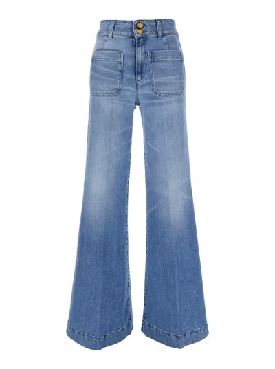 Seafarer 'jane' Blue Trousers With Front Pockets And Washed Effect