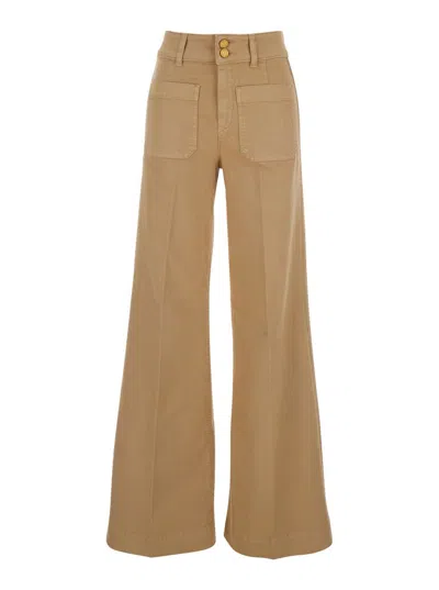 Seafarer 'jane' Brown Pants With Patch Pockets On The Front And Logo Patch On The Back In Cotton Woman