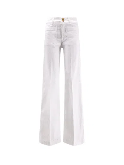 Seafarer Wide-leg Jane Jeans In White Cotton With Gold Buttons