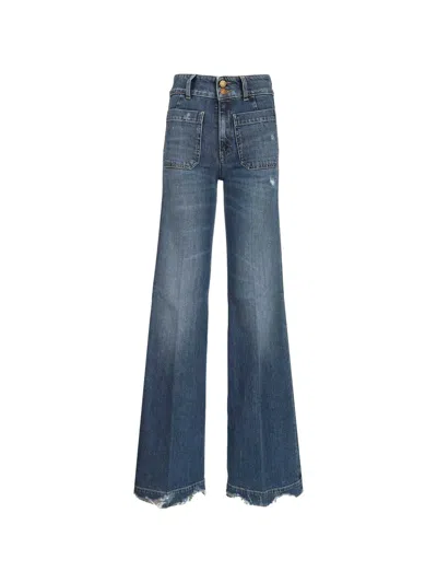 Seafarer Jane Frayed Wide-leg Jeans In Blue
