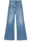Seafarer 'jane' Blue Trousers With Front Pockets And Washed Effect In Blue