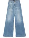 Seafarer 'jane' Blue Trousers With Front Pockets And Washed Effect In Blue