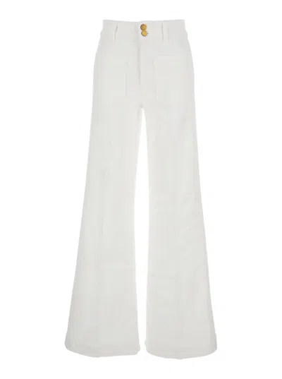 Seafarer 'jane' White Pants With Patch Pockets On The Front And Logo Patch On The Back In Cotton Woman