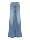 Seafarer 'jane' Blue Trousers With Front Pockets And Washed Effect In Blue