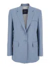 Seafarer Light Blue Jacket With Classic Lapels And Chest Pocket In Fabric Woman