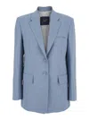 Seafarer Light Blue Jacket With Classic Lapels And Chest Pocket In Fabric Woman