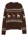 Seafarer Llama-pattern V-neck Sweater In Brown