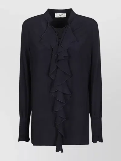 Seafarer Milly Long Sleeve Shirt Ruffled Front In Black