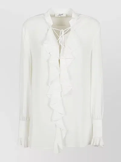 Seafarer Milly Shirt Long Sleeves Ruched Front Tie In White