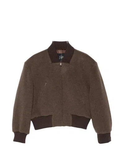 Seafarer Padded-shoulder Bomber Jacket In Brown