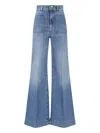 Seafarer 'jane' Blue Trousers With Front Pockets And Washed Effect In Blue
