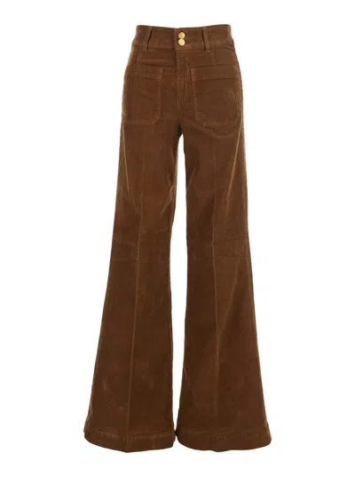 SEAFARER 'JANE' BROWN JEANS WITH FRONT PATCH POCKETS IN VELVET WOMAN