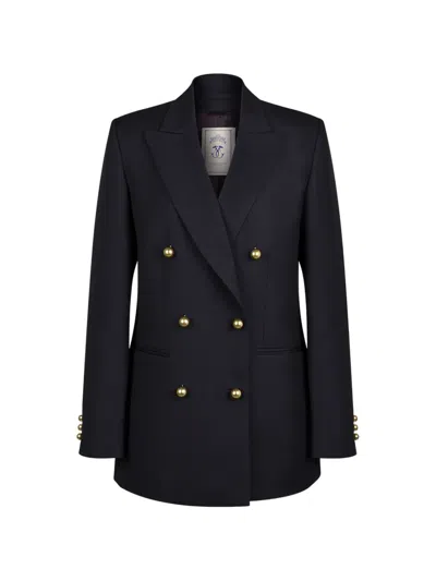 Seafarer Peaked-lapel Double-breasted Blazer In Blue