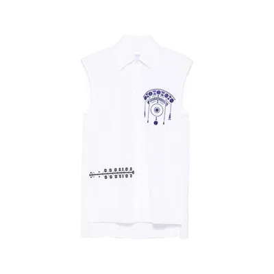 Seafarer Printed Sleeveless Top In White