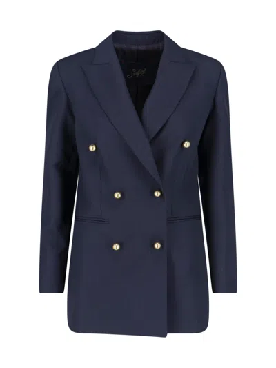 Seafarer -inspired Virgin Wool Jacket For Women In Blue