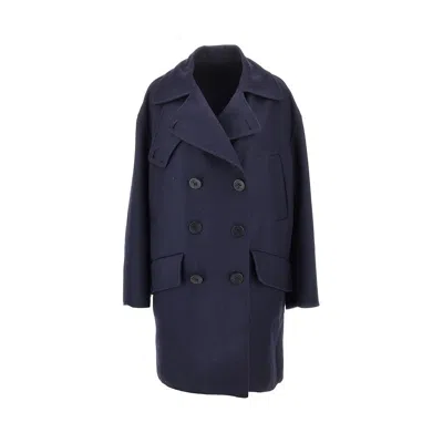 Seafarer 'silence' Double-breasted Coat In Blue