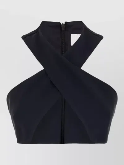 Seafarer Sleeveless Cross Front Fitted Womens Top In Blue