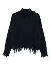 Seafarer Stella Frayed-edges High-neck Sweater In Black