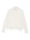 Seafarer Stella Frayed-edges High-neck Sweater In White
