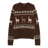 Seafarer Brown Sweater With V Neck And Front Motif In Wool Woman In Brown