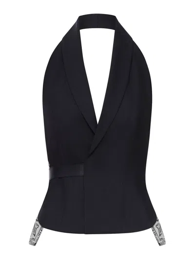Seafarer Tailored Vest With Bandana Inserts In Black