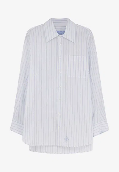 Seafarer Tara Striped Buttoned Shirt In White