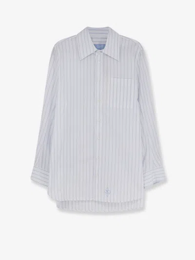 Seafarer Tara Striped Cotton Shirt In White