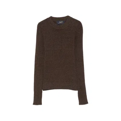 Seafarer Virgin Wool And Silk Ribbed Knit Sweater In Brown