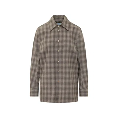 Seafarer Virgin Wool Checked Shirt In Gray