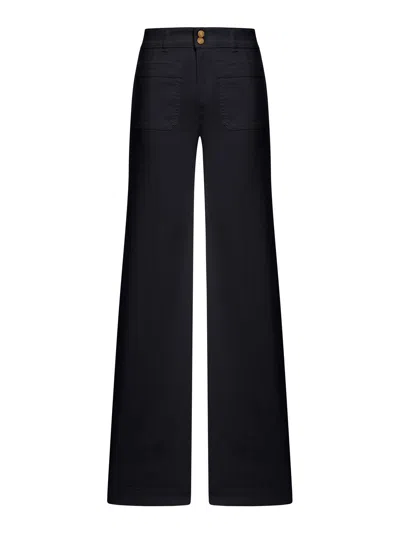 Seafarer Wide-leg Jane Jeans In White Cotton With Gold Buttons In Black