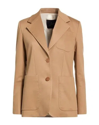 Seafarer Woman Blazer Beige Size 8 Cotton, Elastane In Sand