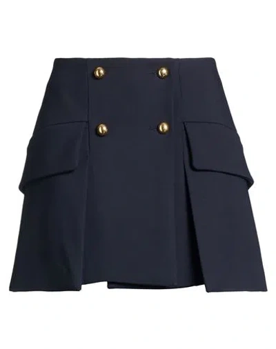 Seafarer Woman Mini Skirt Midnight Blue Size 4 Merino Wool, Viscose, Elastane, Silk