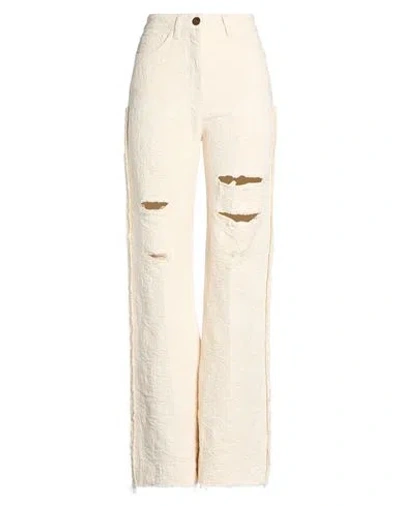 Seafarer Woman Pants Ivory Size 28 Cotton In Neutral