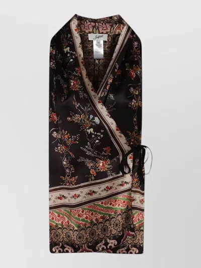 Seafarer Wrap Top Paisley Pattern Sleeveless Tie In Black